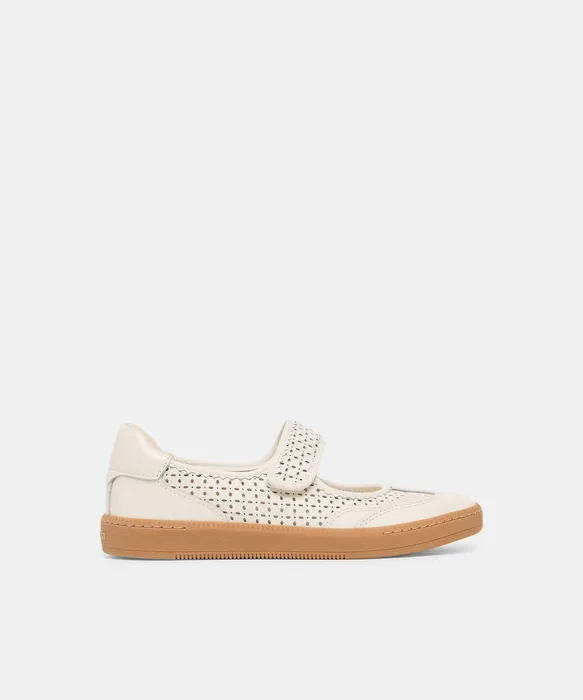 Nanet White Perforated Leather Sneakers — view 2