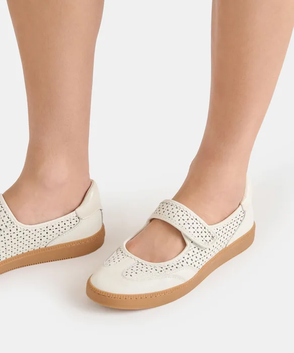 Nanet White Perforated Leather Sneakers — view 5