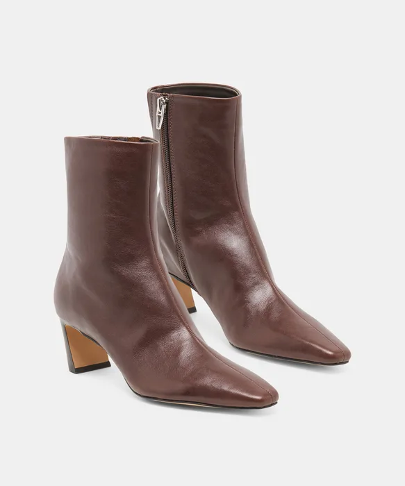 NESLY Dk Chocolate Leather Ankle Booties — view 3
