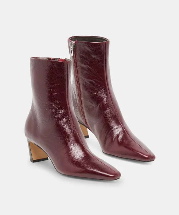 NESLY Oxblood Leather Ankle Booties — view 3