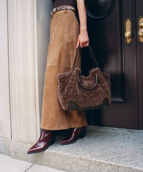 NOMAD Chocolate Faux Fur Tote Bag — view 3