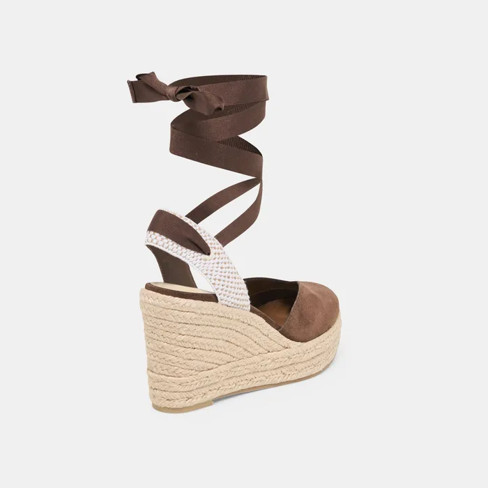 Noura Dk Brown Suede Wedges — view 5