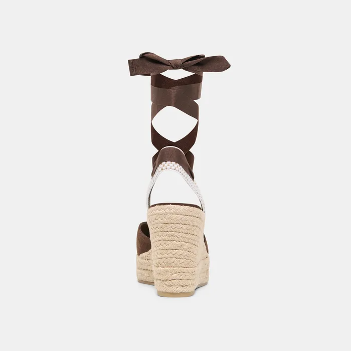 Noura Dk Brown Suede Wedges — view 9