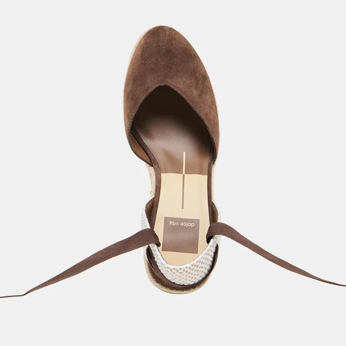 Noura Dk Brown Suede Wedges — view 10