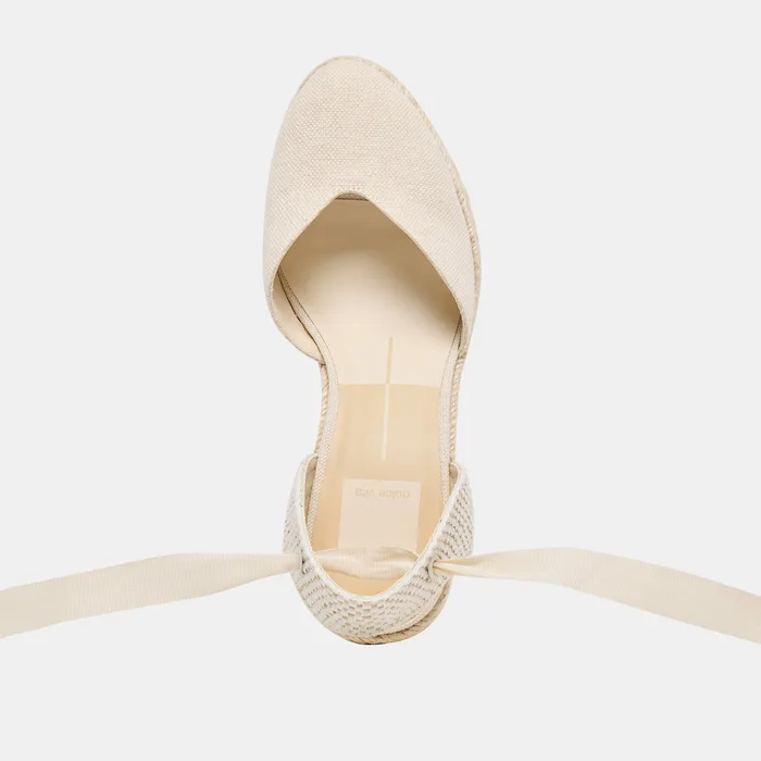 Noura Ecru Linen Wedges — view 11