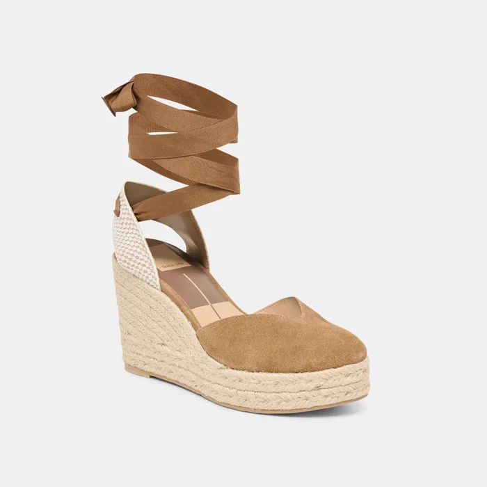 Noura Lt Brown Suede Wedges — view 4