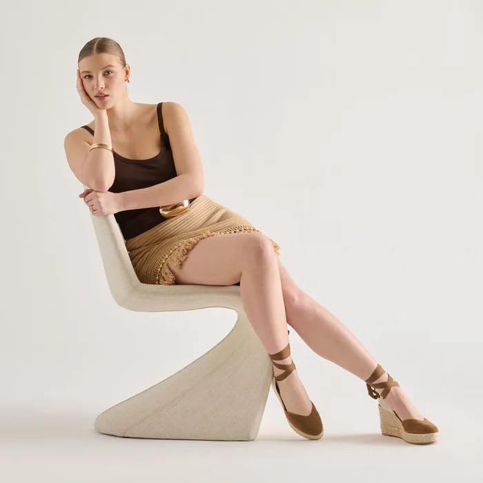 Noura Lt Brown Suede Wedges — view 5
