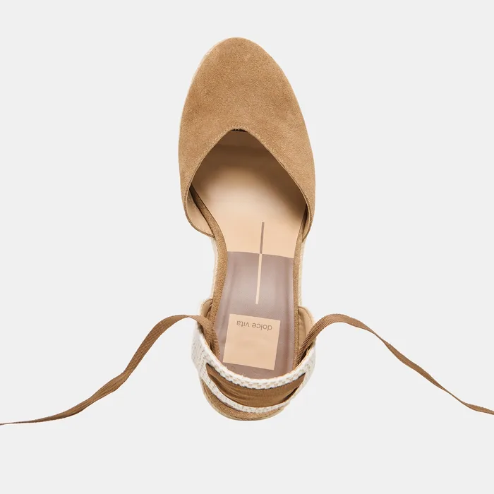 Noura Lt Brown Suede Wedges — view 13