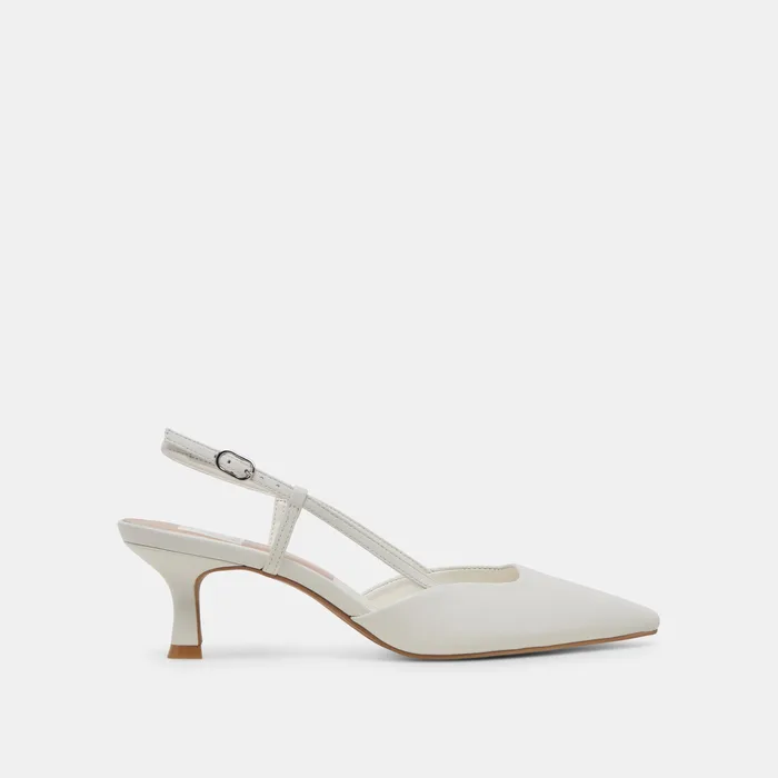 Odela White Leather Heels — view 2