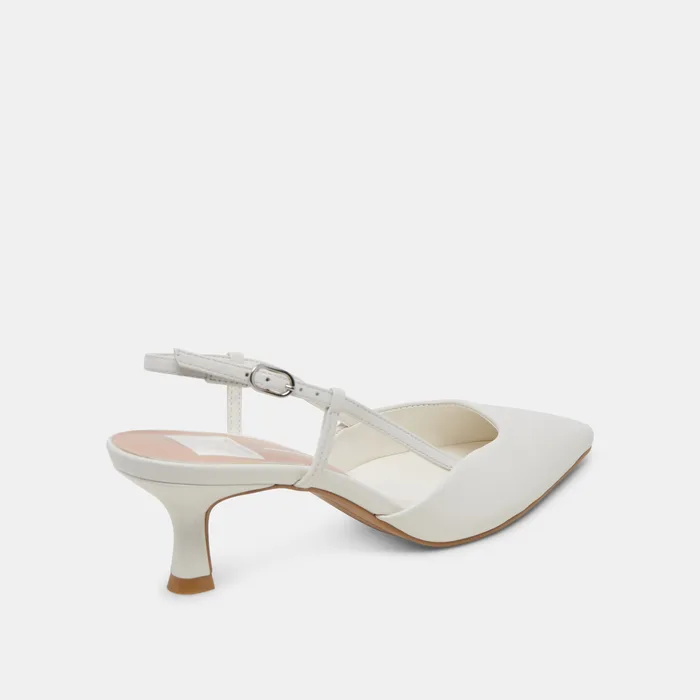 Odela White Leather Heels — view 6