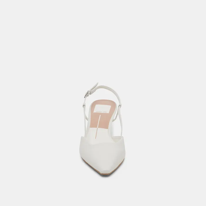 Odela White Leather Heels — view 9