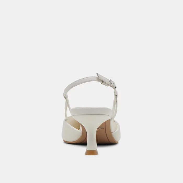 Odela White Leather Heels — view 10