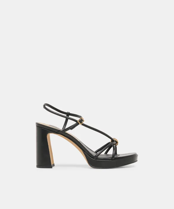 Odete Black Leather Heels — view 2
