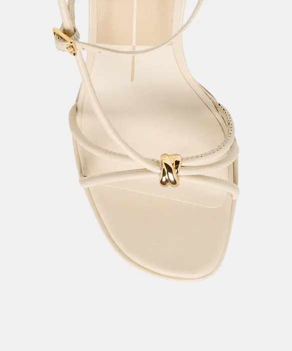 Odete Creme Leather Heels — view 4