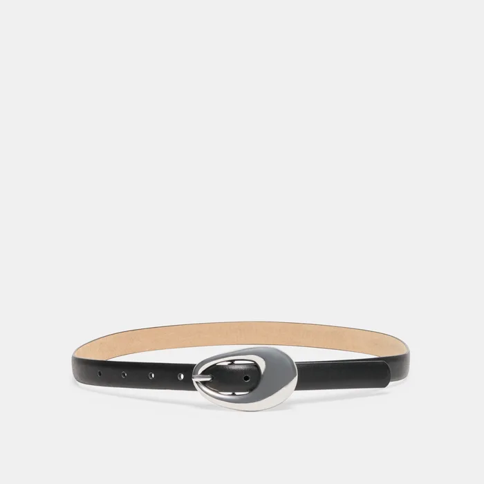 Organic Oval Black Silver Buckle Belt — view 2