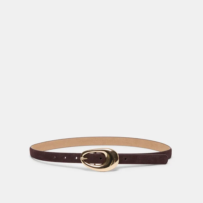 Organic Oval Mahogany Gold Buckle Belt — view 2