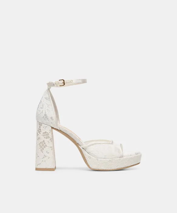 PANDRO True White Lace Platform Open-Toe Bridal Heels — view 2