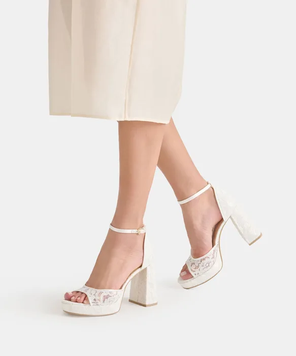PANDRO True White Lace Platform Open-Toe Bridal Heels — view 5