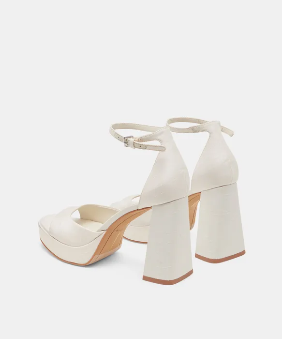PANDRO HEELS WHITE SATIN