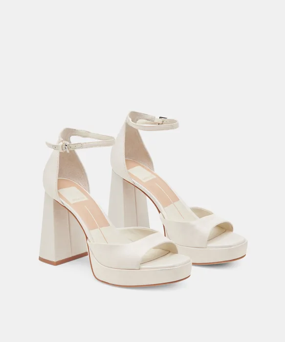 PANDRO WIDE HEELS WHITE SATIN — view 3