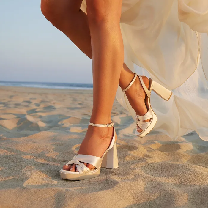 PARLO HEELS IVORY SATIN — view 3