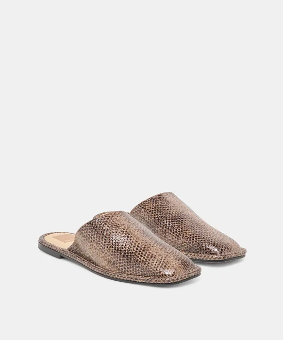 PHIRA Snake Tan Embossed Leather Slip-On Flats — view 3