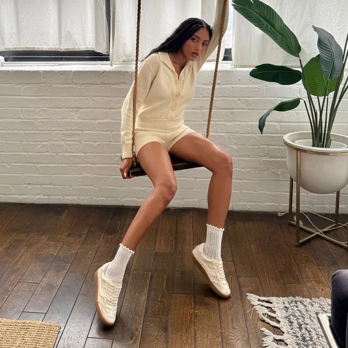 POINTELLE SOCKS WHITE — view 3
