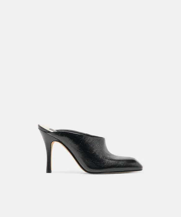 PRYZE Black Leather Slip-On Stiletto Heeled Mules — view 2