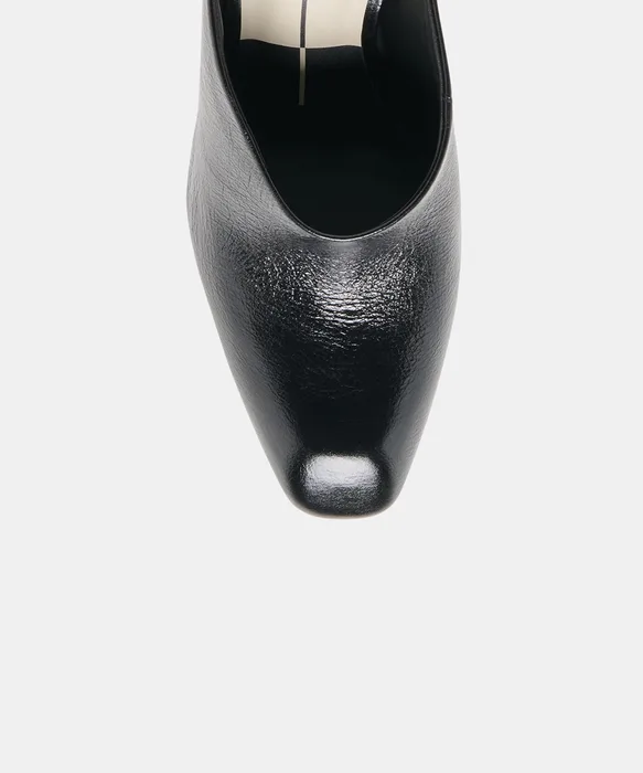 PRYZE Black Leather Slip-On Stiletto Heeled Mules — view 4