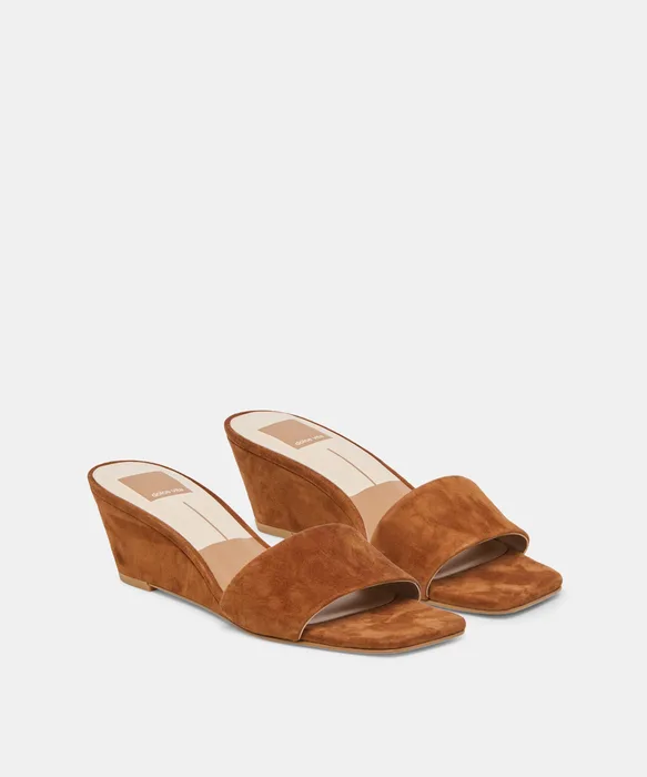 Qaily Brown Suede Wedges — view 3
