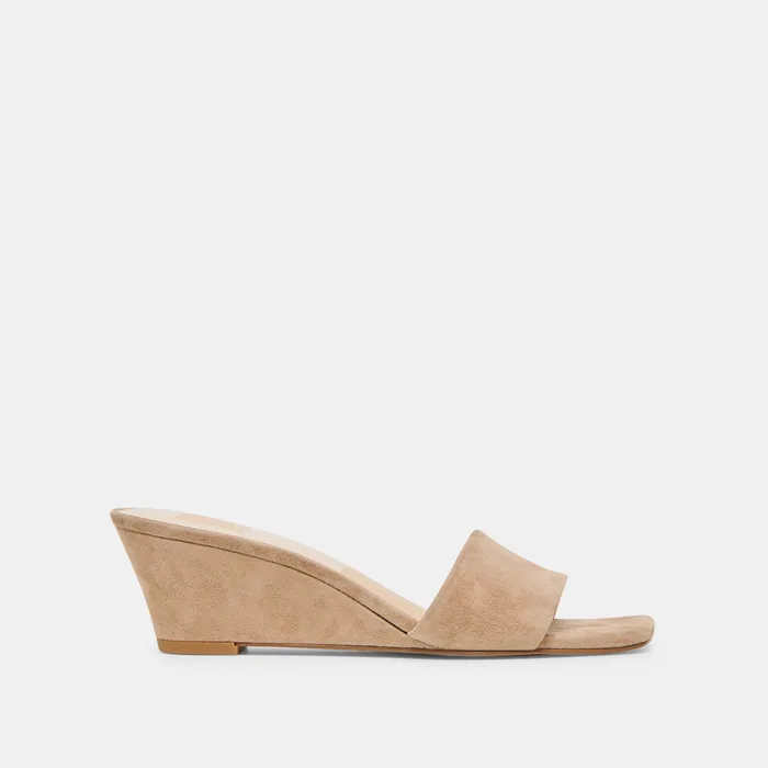 Qaily Camel Suede Wedges — view 2