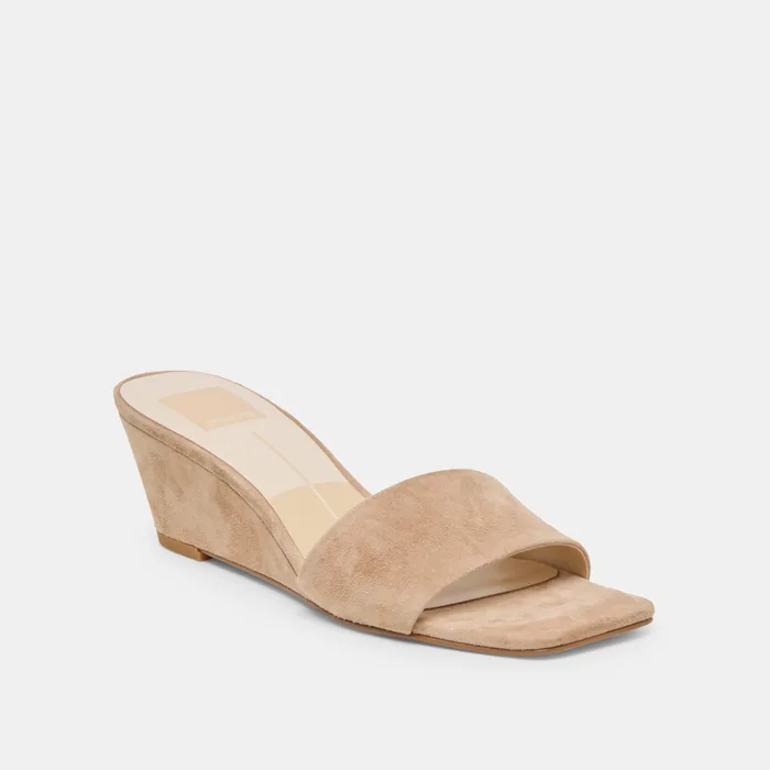 Qaily Camel Suede Wedges — view 4