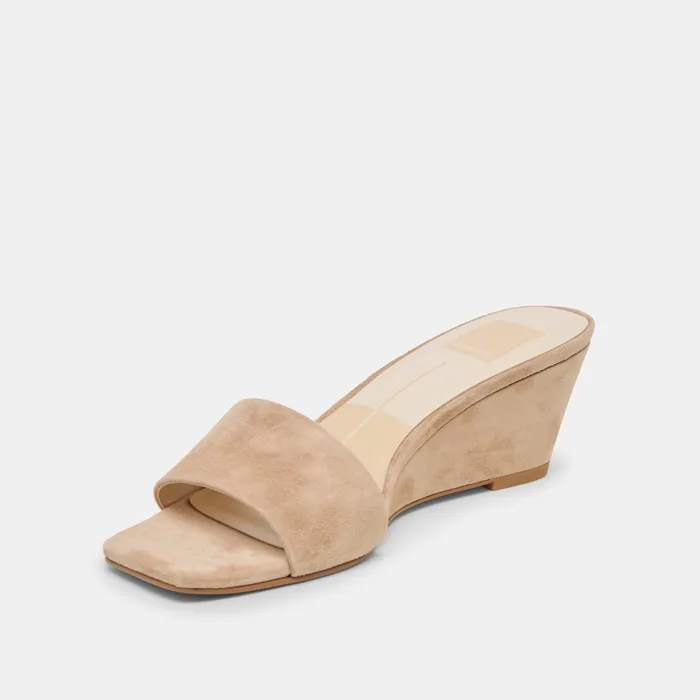 Qaily Camel Suede Wedges — view 8