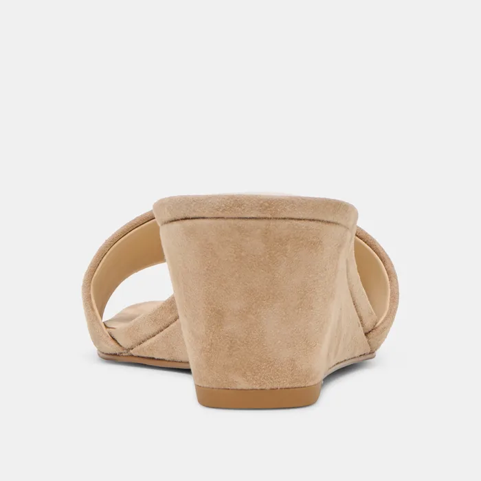 Qaily Camel Suede Wedges — view 11