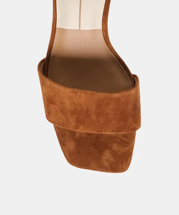 Qaily Wide Brown Suede Wedges — view 4