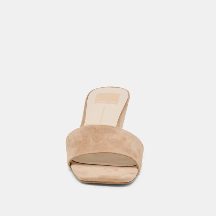 Qaily Wide Camel Suede Wedges — view 7