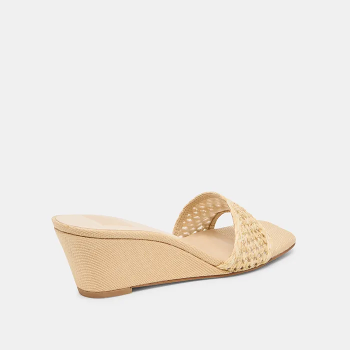 Qaily Wide Lt Natural Raffia Wedges — view 4