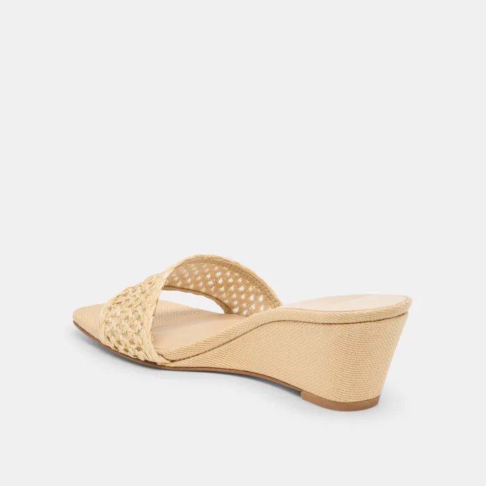 Qaily Wide Lt Natural Raffia Wedges — view 6