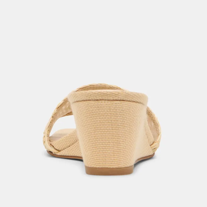 Qaily Wide Lt Natural Raffia Wedges — view 8