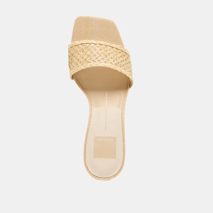 Qaily Wide Lt Natural Raffia Wedges — view 9