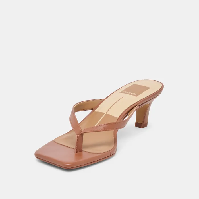 Ramia Cognac Leather Heels — view 7