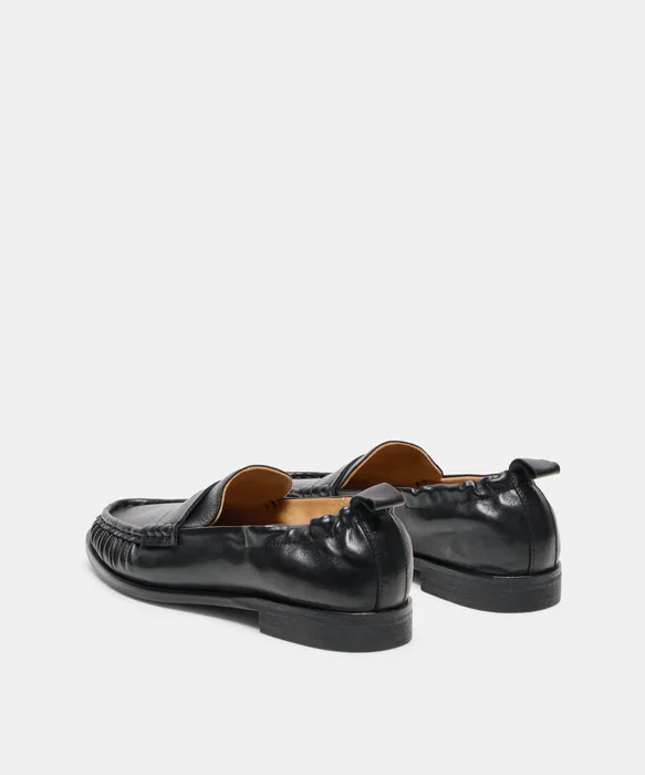 RAMZIE Black Leather Round-Toe Penny Loafers — view 4