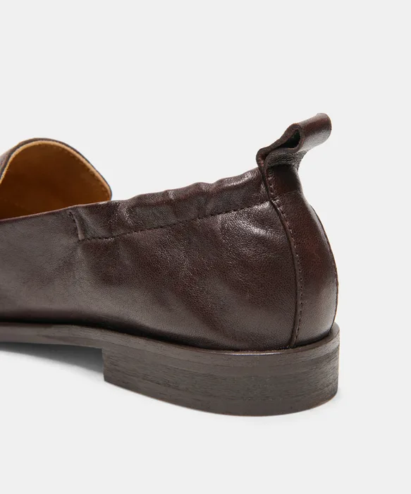RAMZIE Chocolate Leather Round-Toe Penny Loafers — view 5