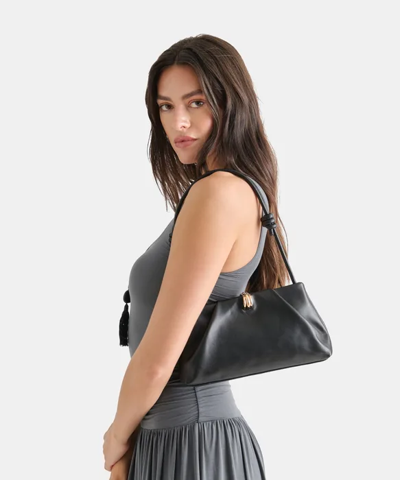 RAVEL Black Leather Adjustable Shoulder Bag — view 3