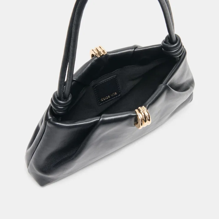 RAVEL Black Leather Adjustable Shoulder Bag — view 4