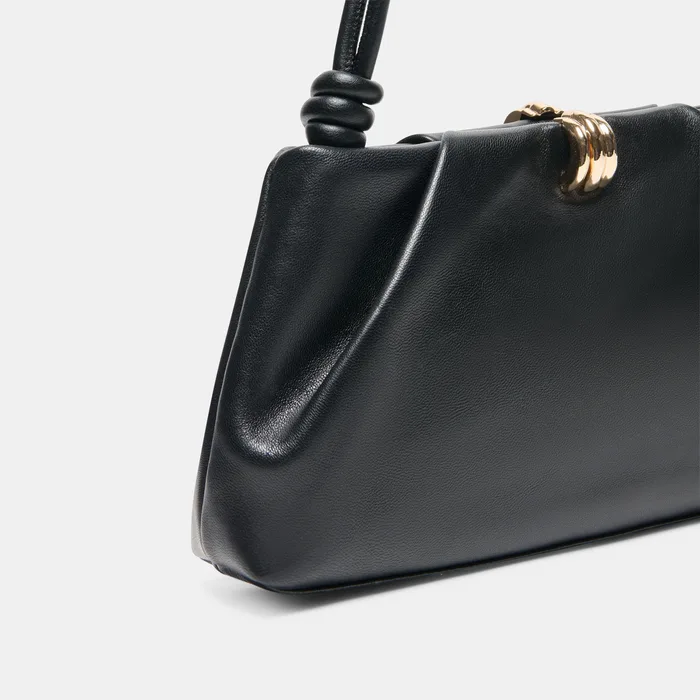 RAVEL Black Leather Adjustable Shoulder Bag — view 5