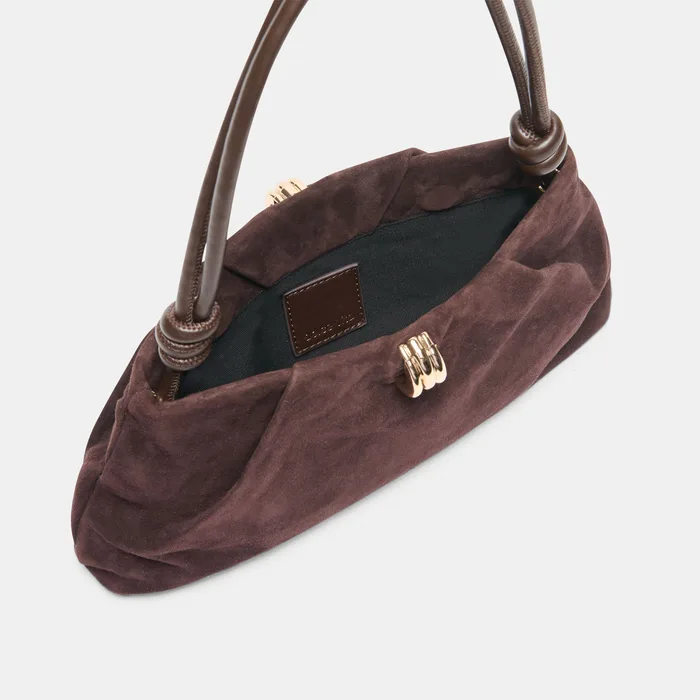 RAVEL Chocolate Suede Adjustable Shoulder Bag — view 4