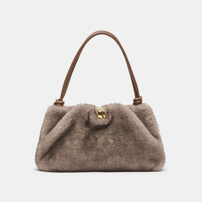 RAVEL Grey Faux Fur Adjustable Shoulder Bag — view 2