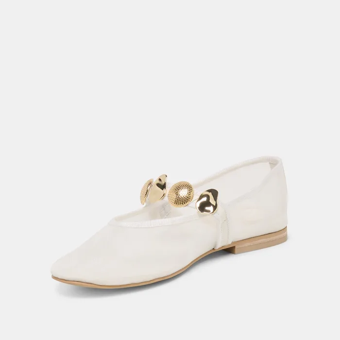 Relan Mesh White Mesh Ballet Flats — view 7