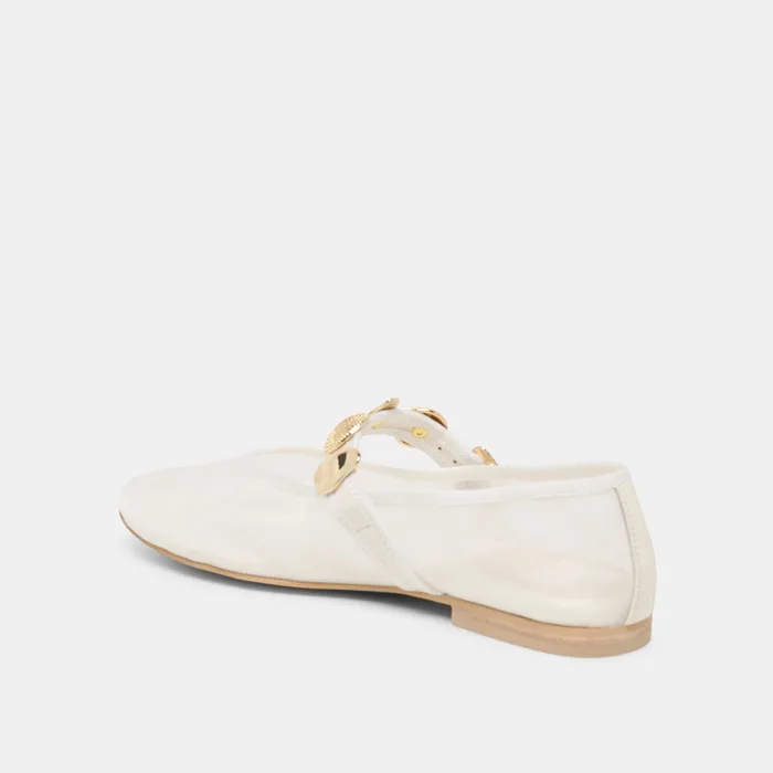 Relan Mesh White Mesh Ballet Flats — view 8